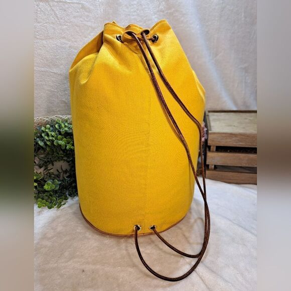 HERMÈS Polochon Yellow Canvas Backpack Bag LARGE PRISTINE CONDITION - Picture 6 of 17